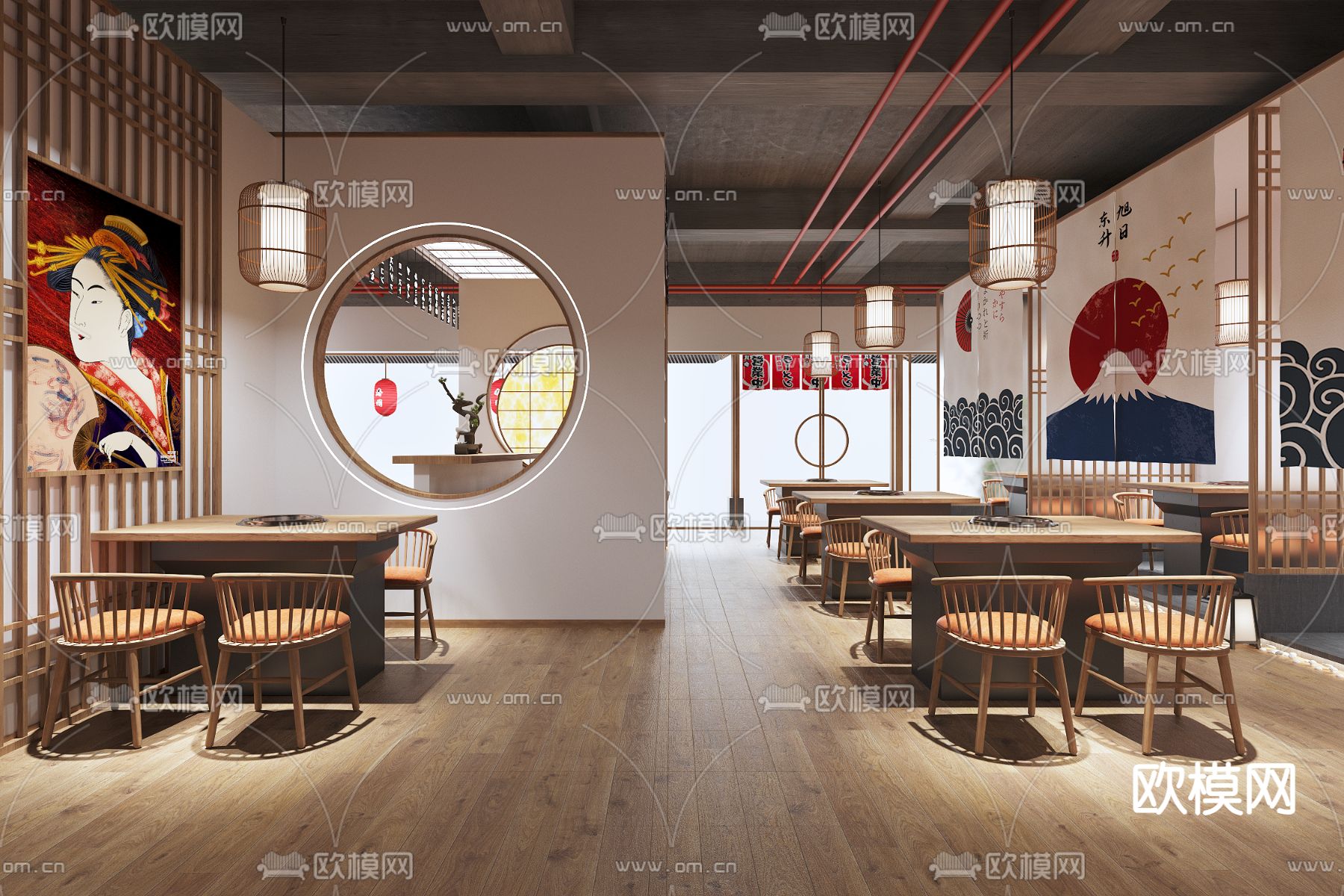 日式料理店 3d模型下载（渲染图4）