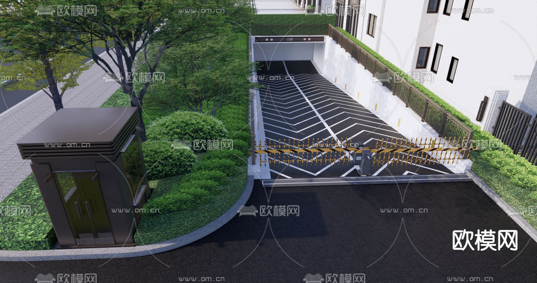 停车场入口 地库入口su模型下载（渲染图2）
