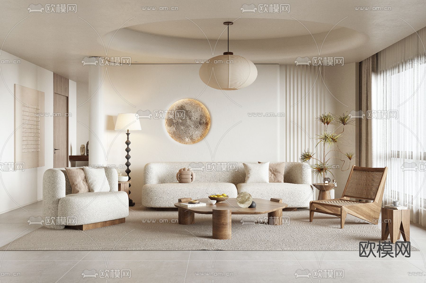 侘寂风客厅3d模型下载