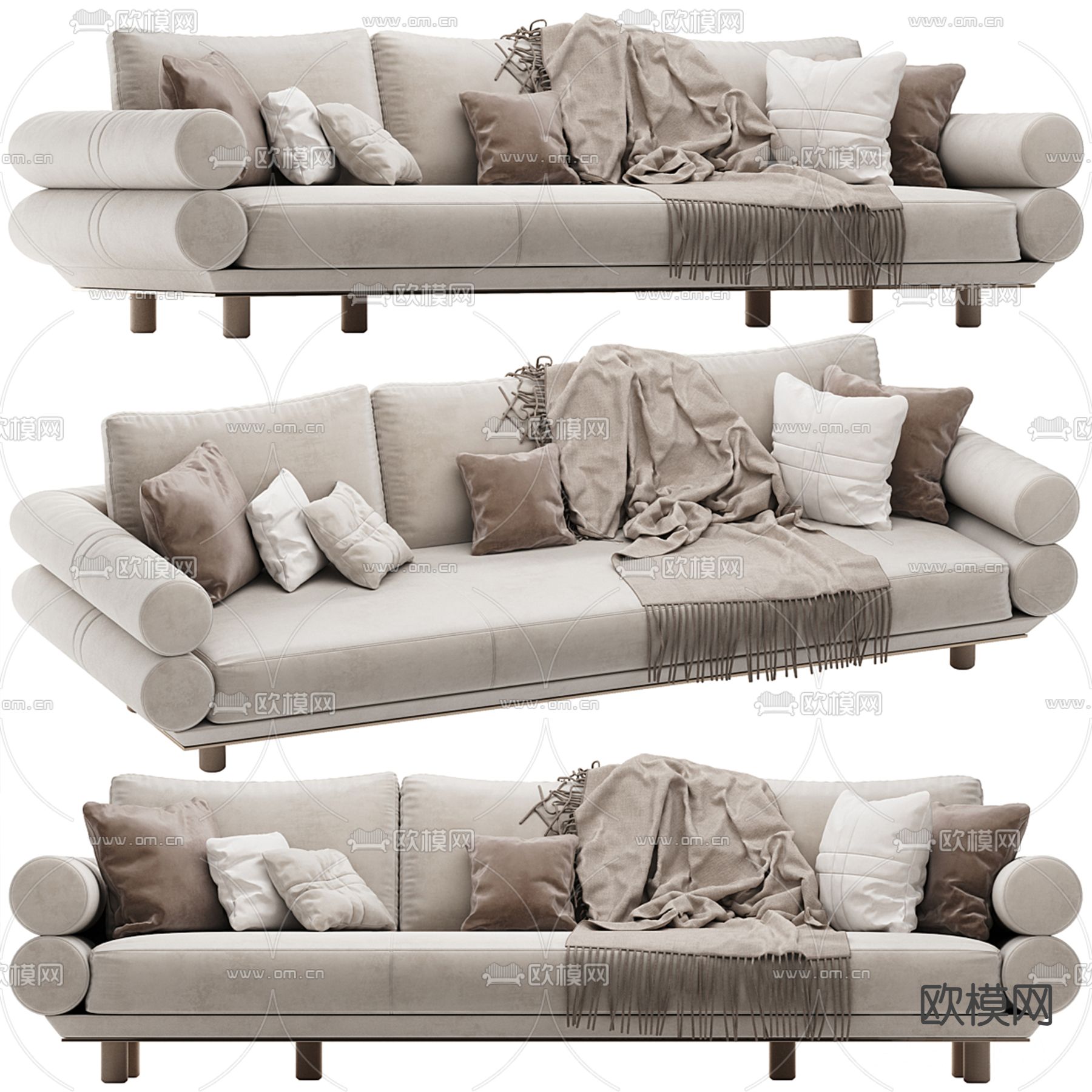 Longhi 多人沙发  三人沙发3d模型下载（渲染图1）