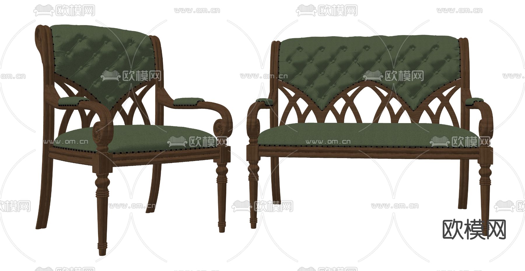 欧式休闲椅su模型下载（渲染图2）
