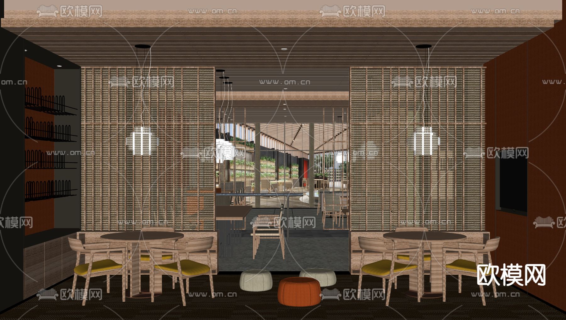 新中式快餐店su模型下载（渲染图2）