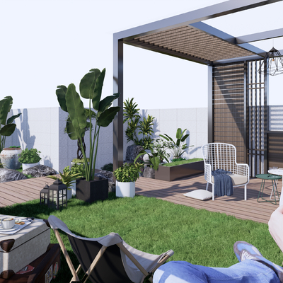 现代屋顶花园su模型