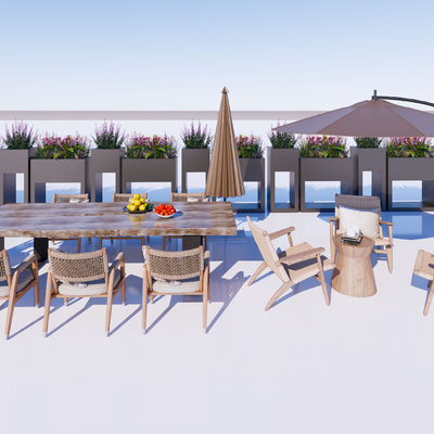 户外桌椅su模型