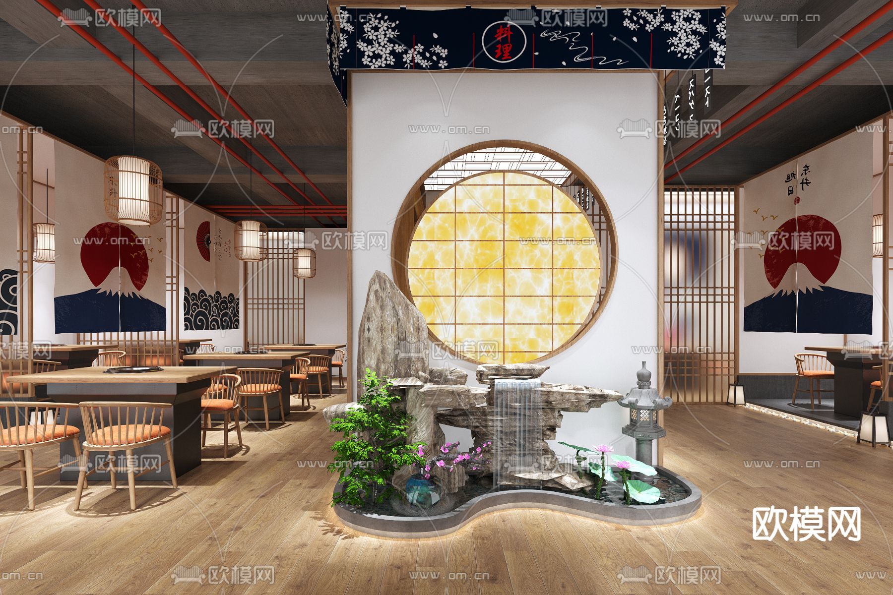 日式料理店 3d模型下载（渲染图2）