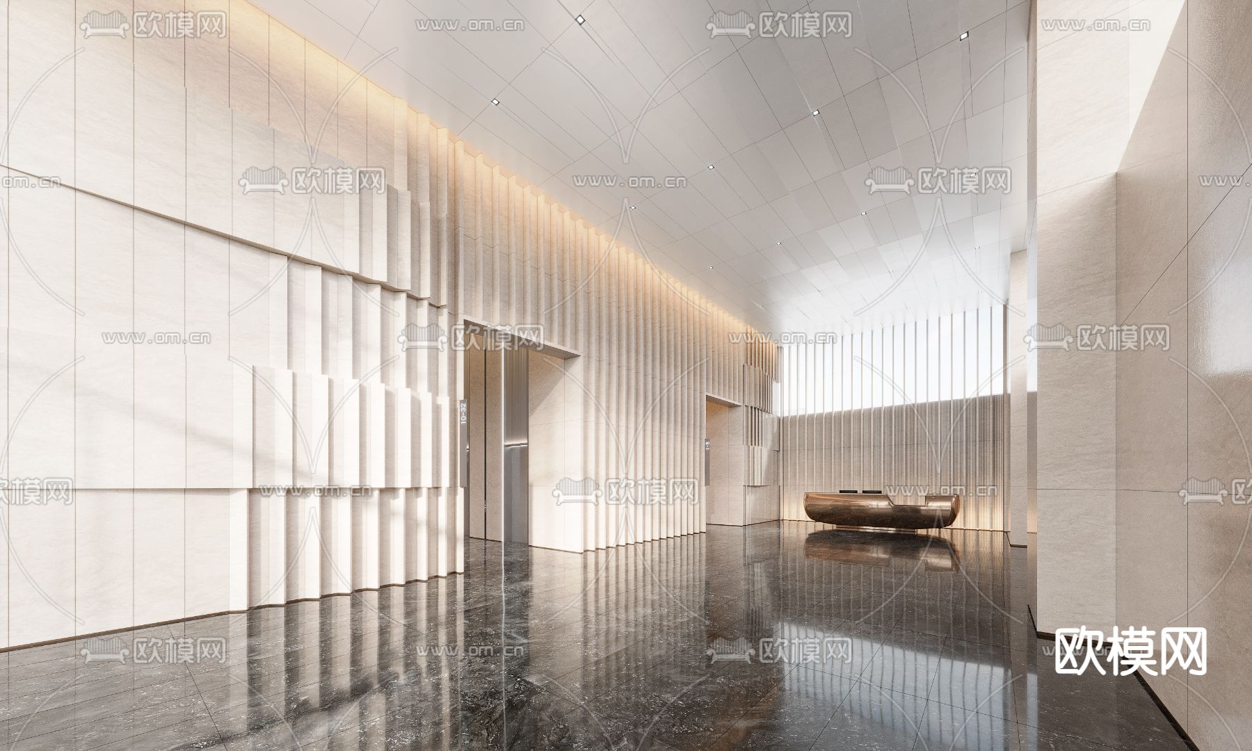 办公楼大堂 写字楼3d模型下载（渲染图1）