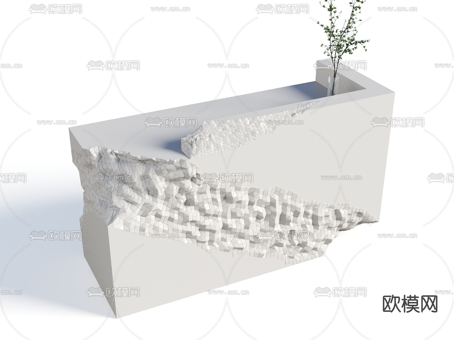 侘寄风前台 接待台su模型下载（渲染图1）