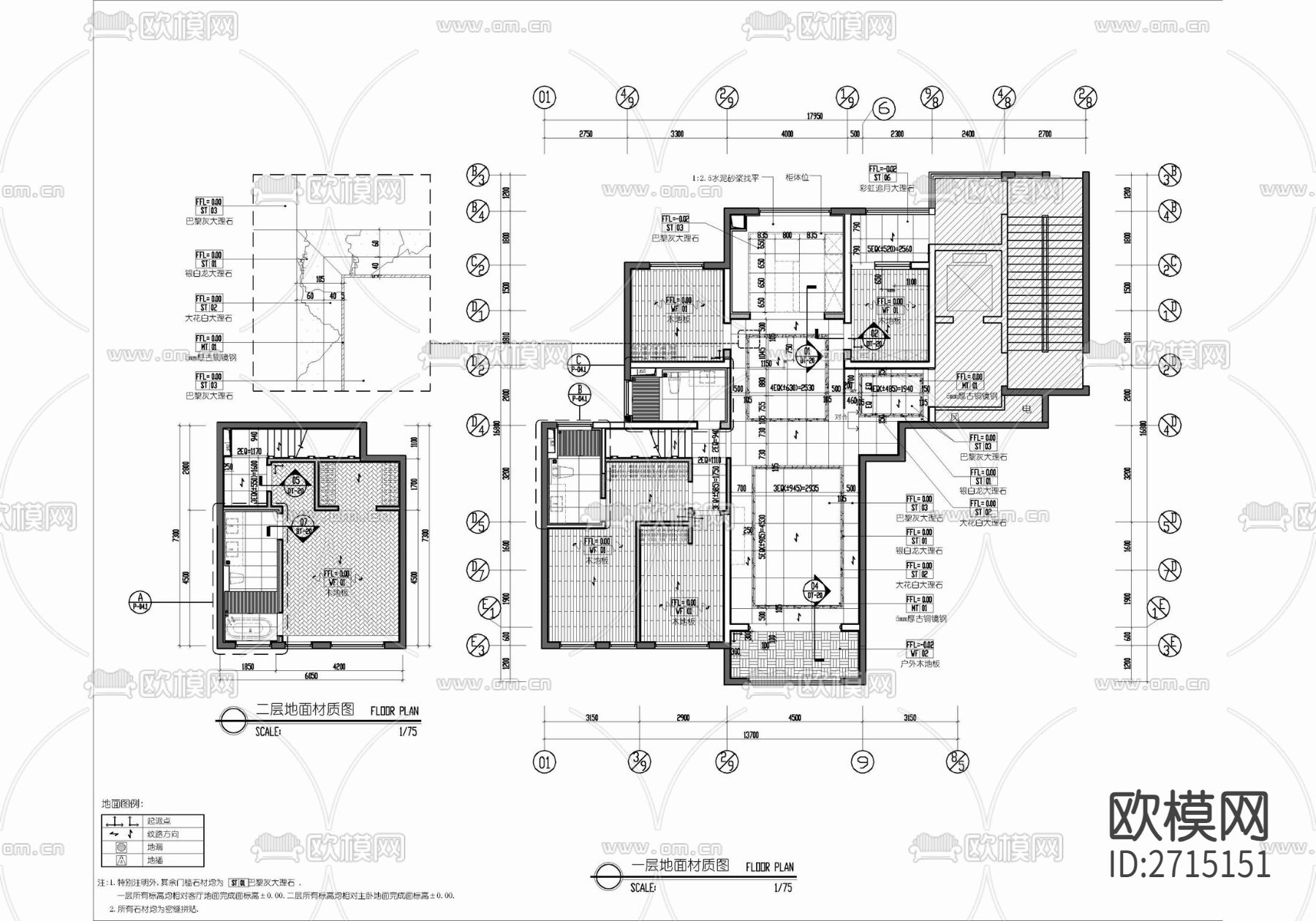 样板房cad平面图下载（渲染图2）