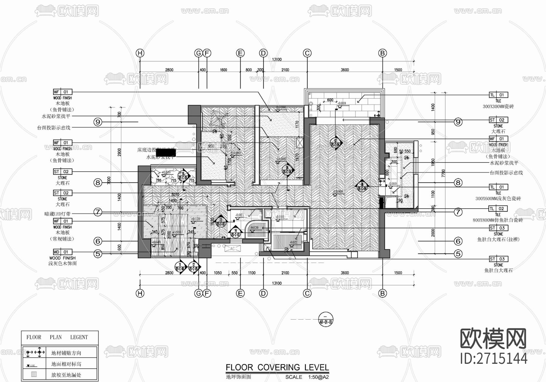 样板房cad平面图下载（渲染图3）
