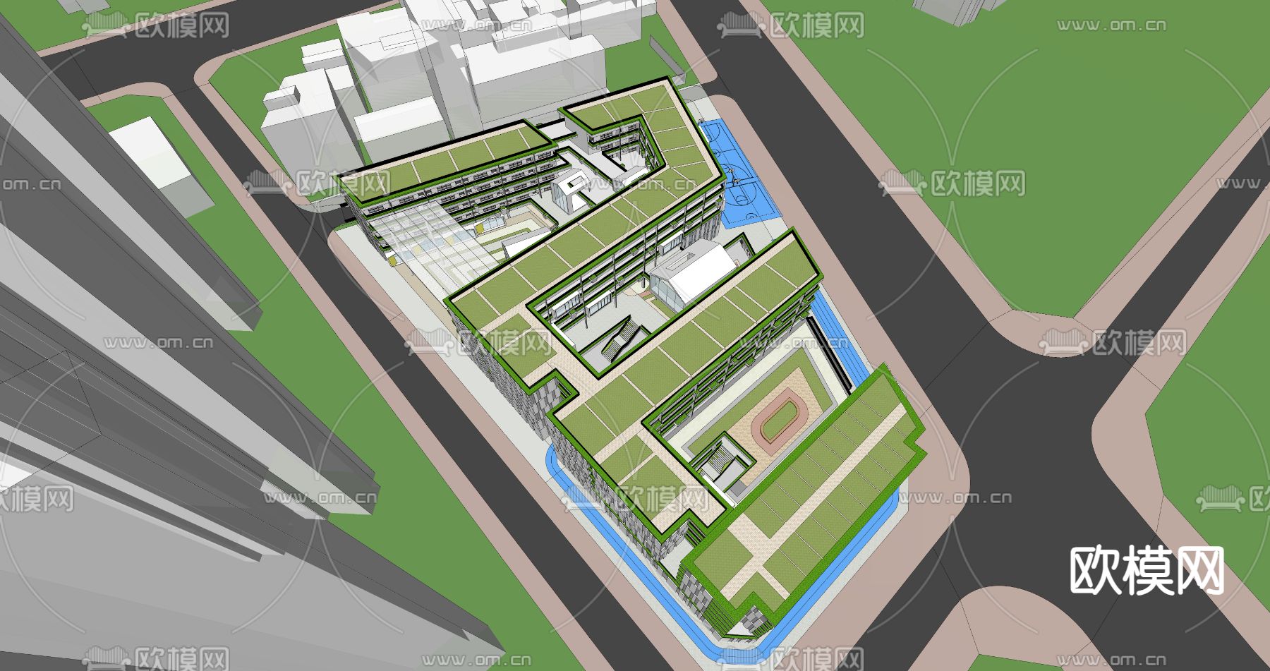 小学 学校su模型下载（渲染图4）