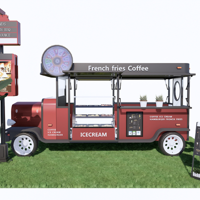  商业外摆  商业小推车su模型 