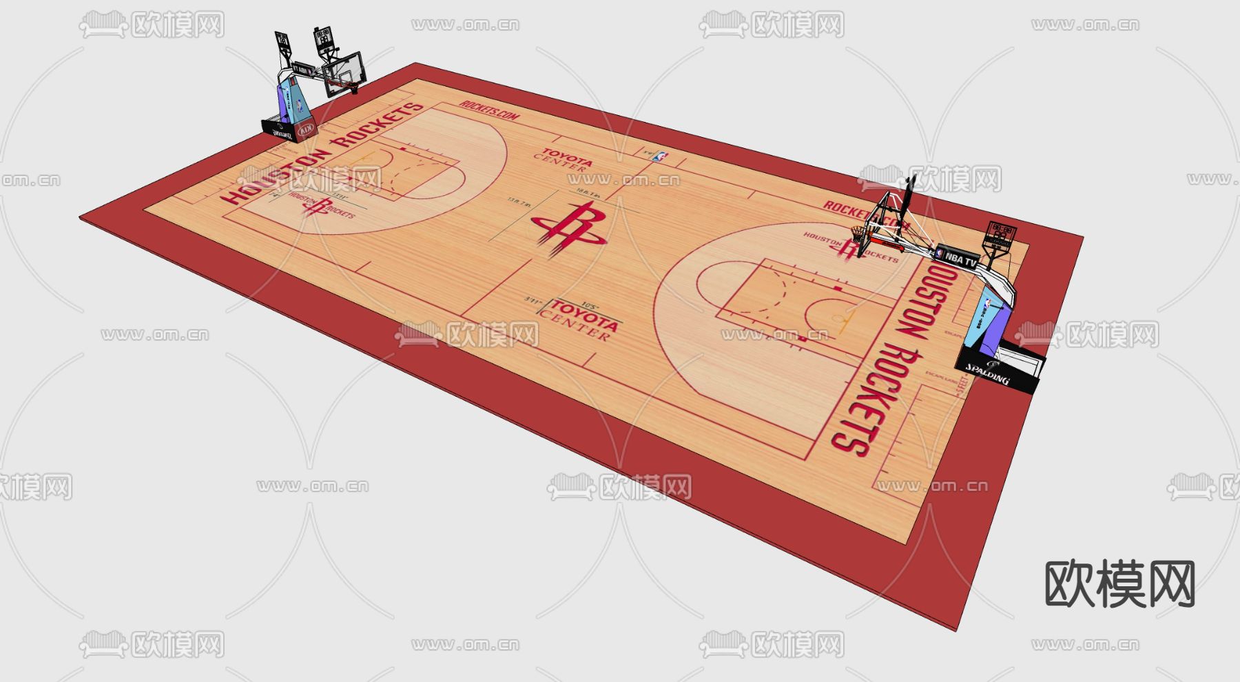 现代篮球场su模型下载（渲染图2）