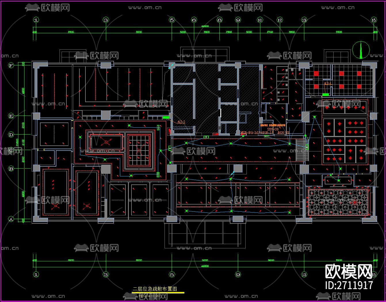 中式办公楼CAD施工图下载（渲染图4）
