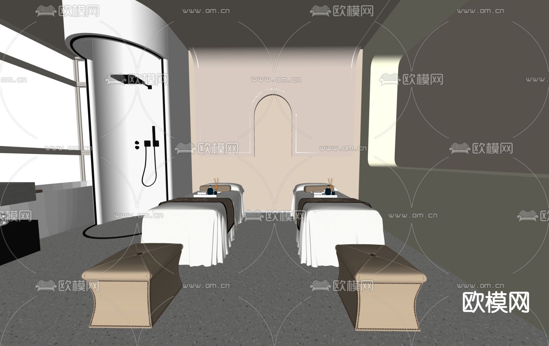 奶油风SPA馆 护理房su模型下载（渲染图3）