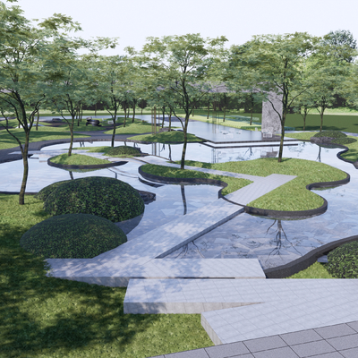 现代公园景观su模型