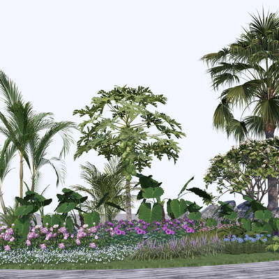 现代花坛园艺小品su模型