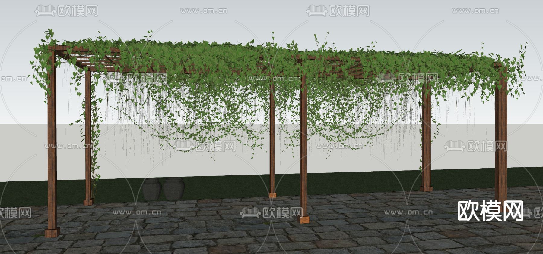 爬山虎 藤蔓 爬藤 花架su模型