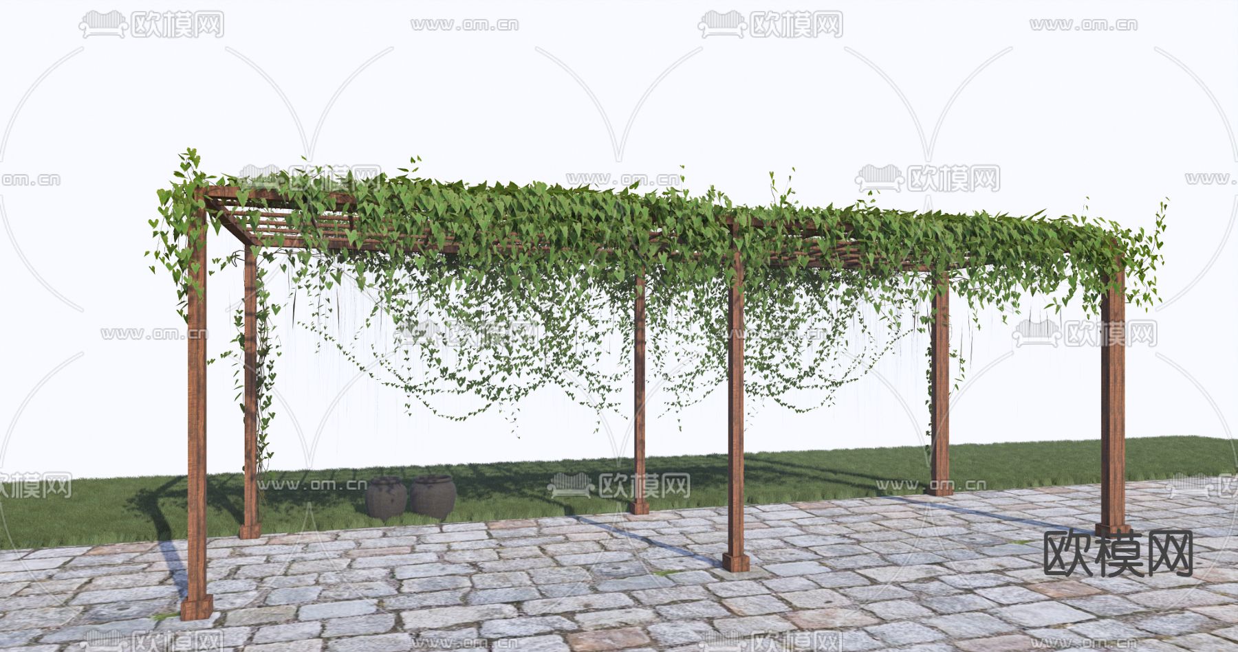 爬山虎 藤蔓 爬藤 花架su模型