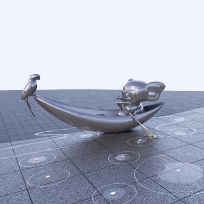 划船雕塑 园艺小品su模型