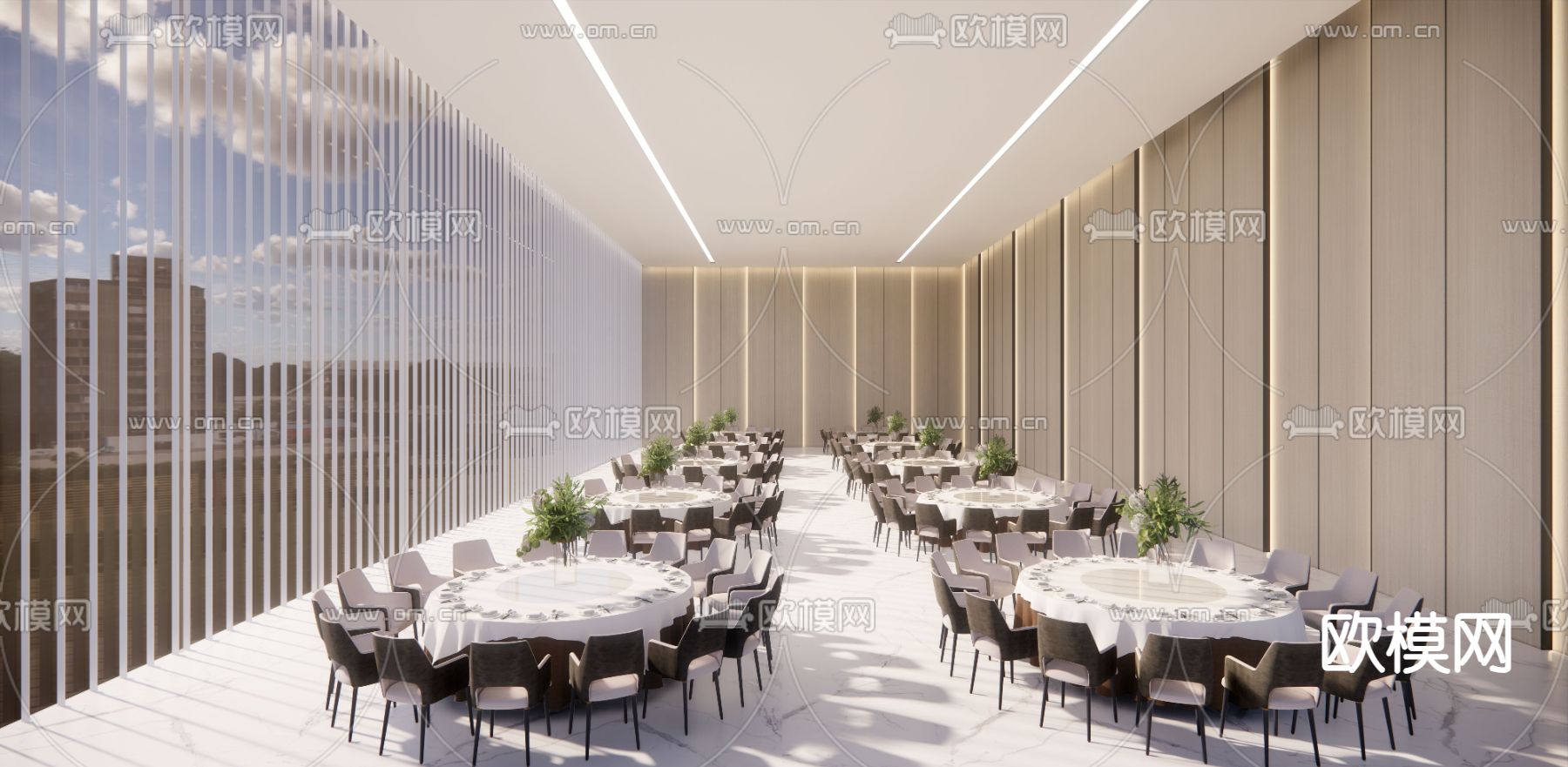 餐厅宴会厅su模型下载（渲染图1）