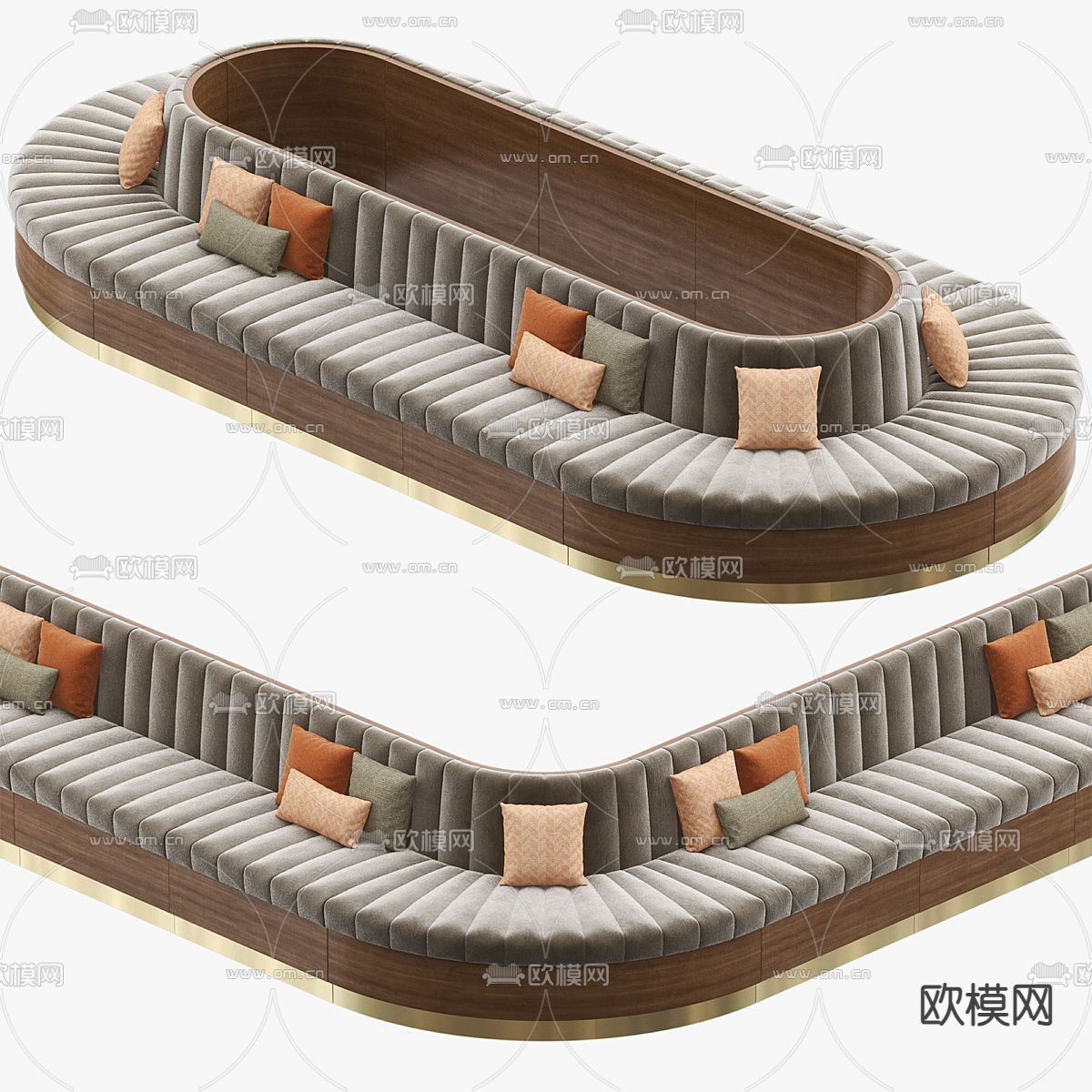 卡座沙发 环岛卡座3d模型下载（渲染图1）