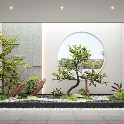  现代庭院景观植物堆su模型 