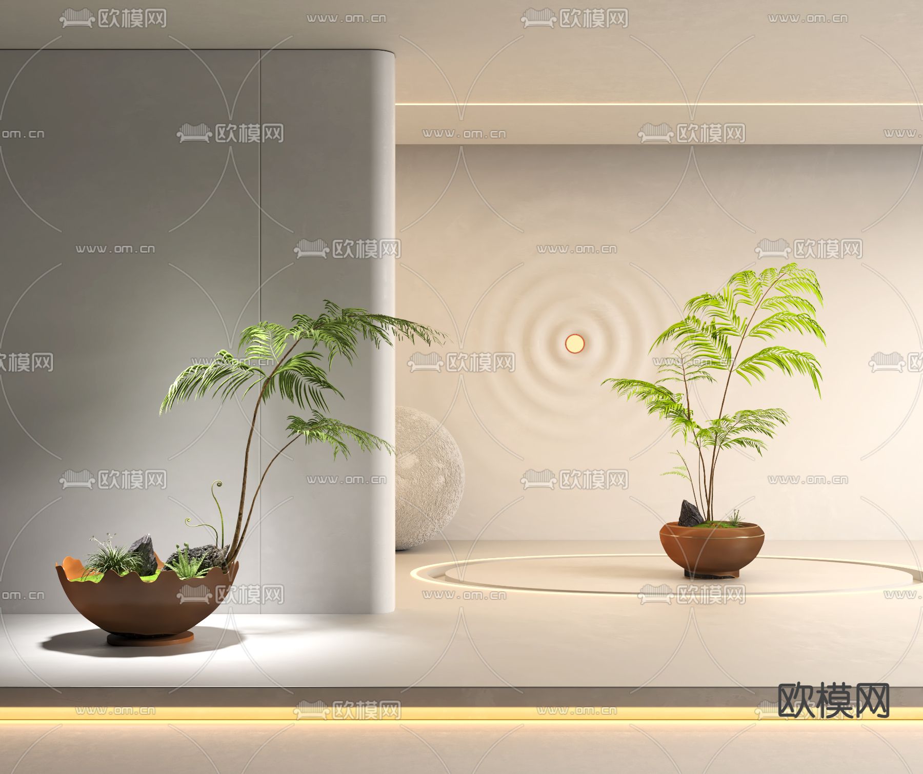 蕨类盆栽 盆景3d模型下载_ID14156095_3dmax免费模型-欧模网