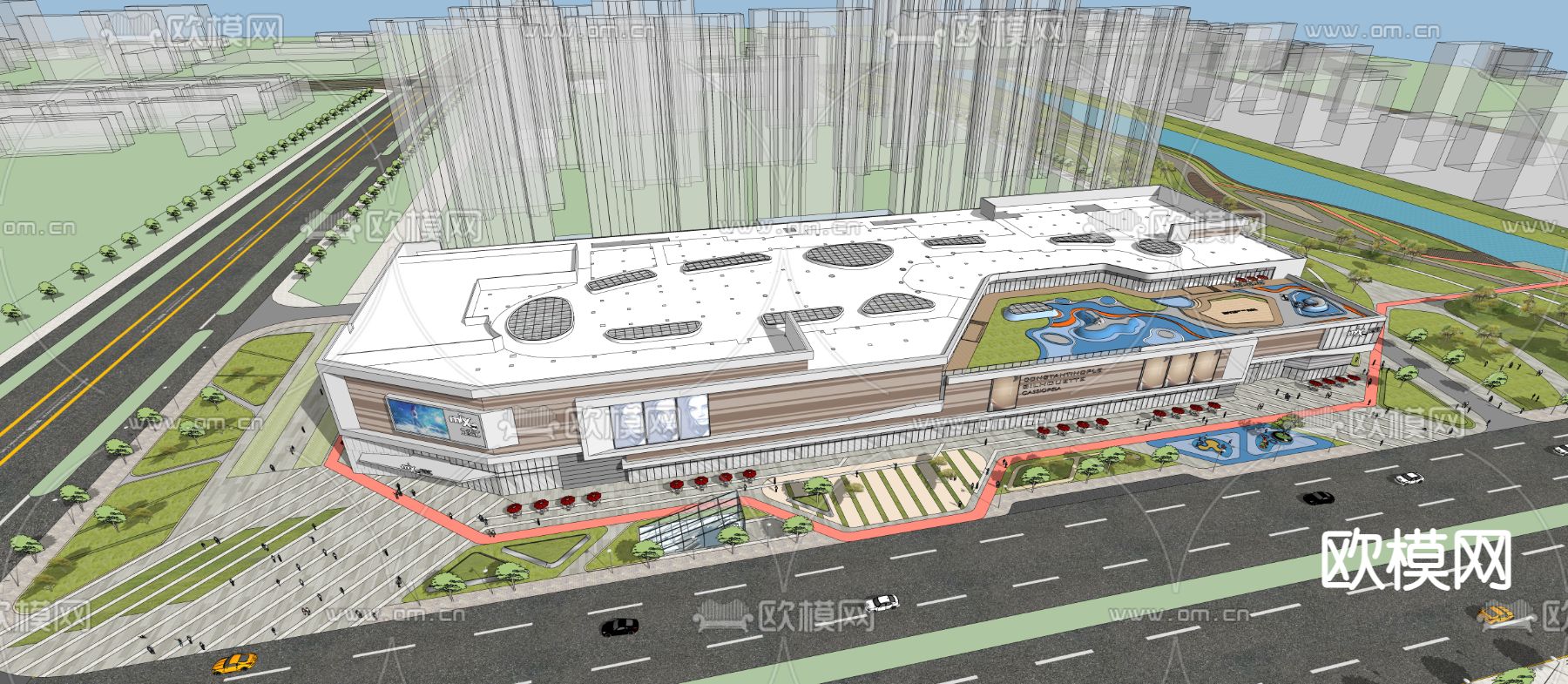 商业综合体su模型下载（渲染图4）