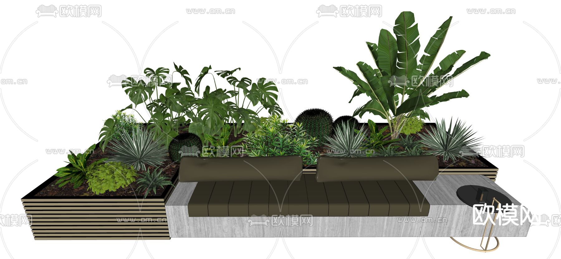 户外座凳 花箱su模型下载（渲染图2）