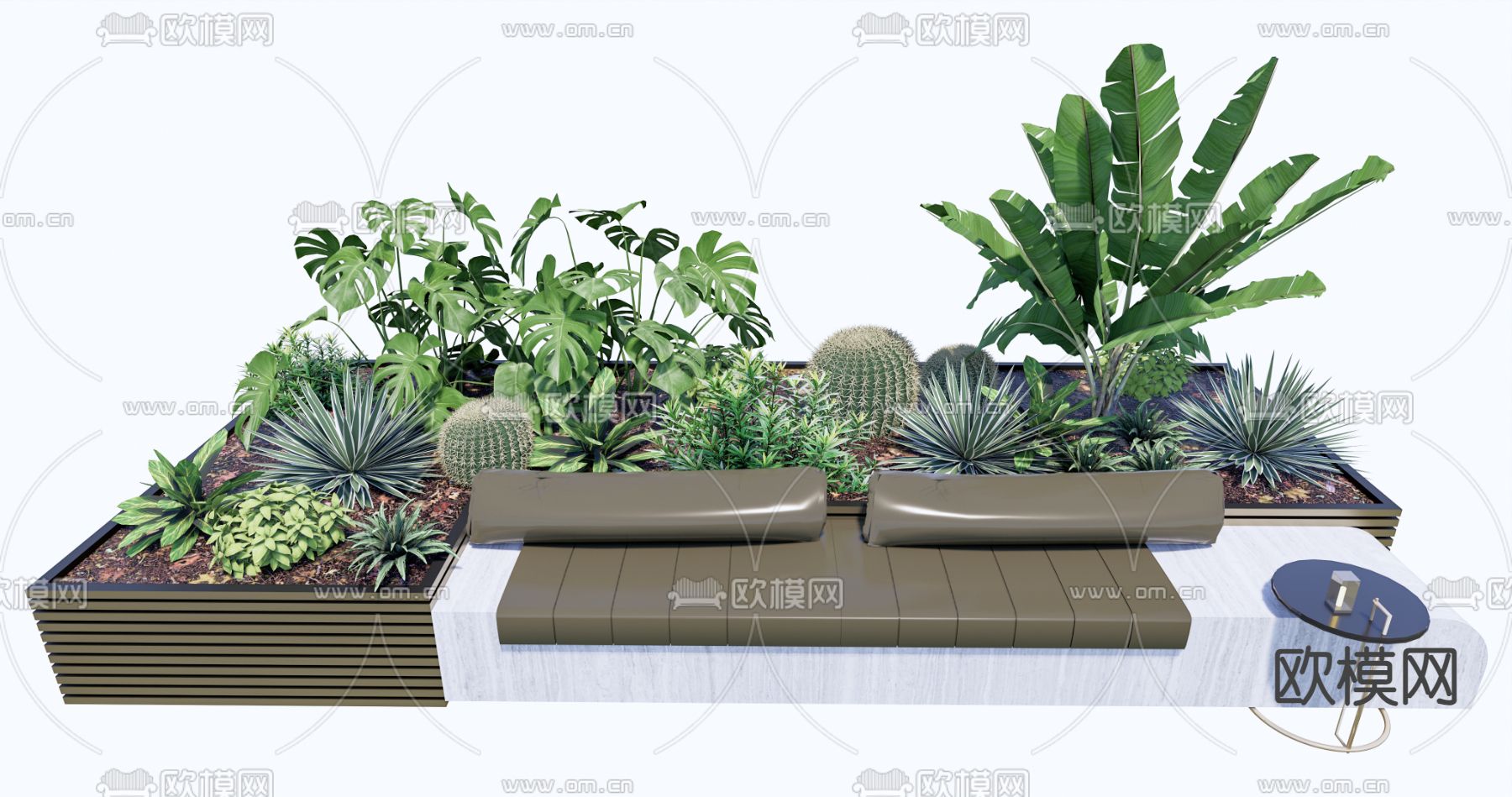 户外座凳 花箱su模型下载（渲染图1）