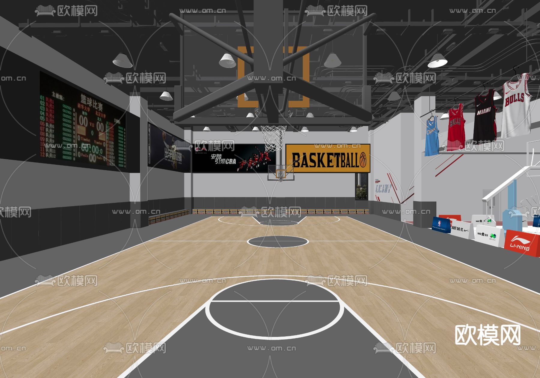 现代篮球馆su模型下载（渲染图2）