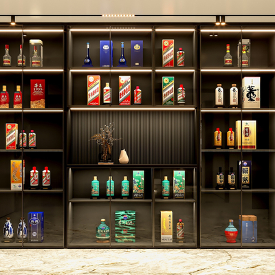  国酒 白酒 酒水 酒瓶 酒柜su模型 