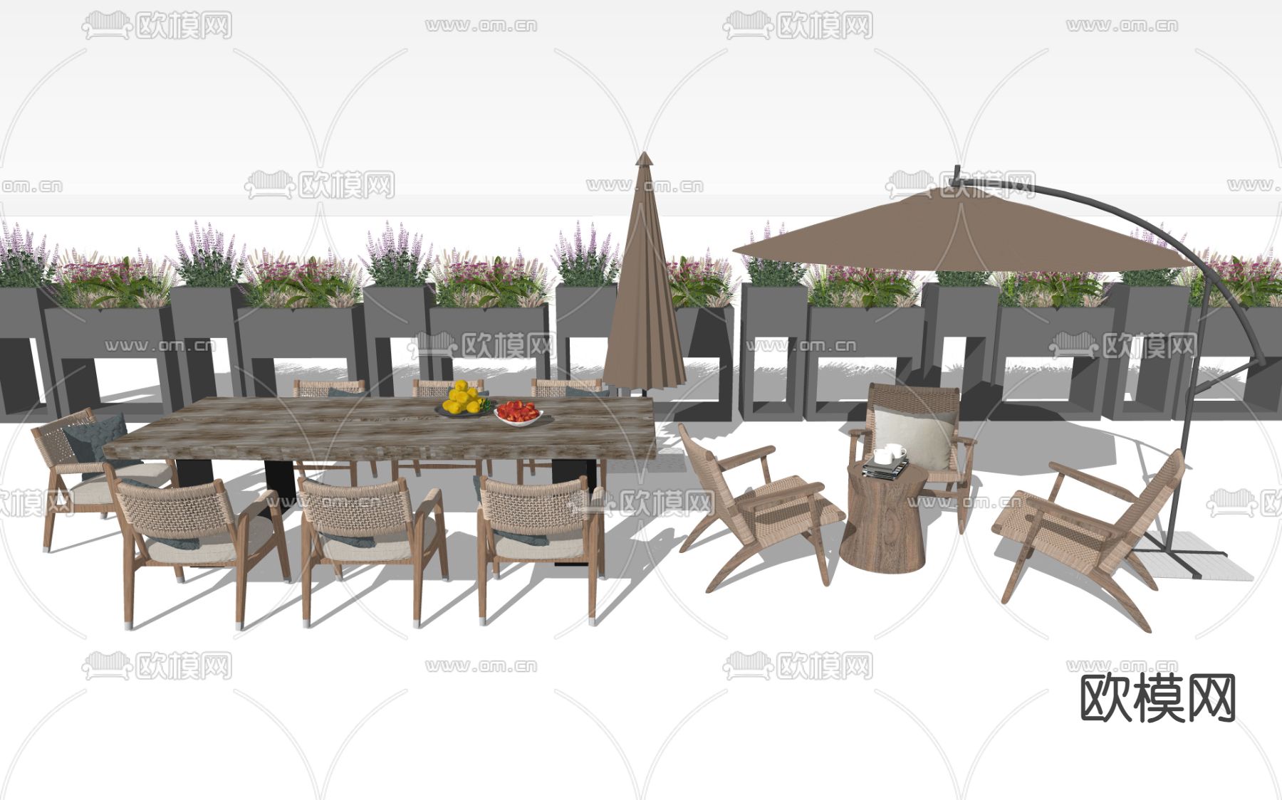 户外桌椅su模型