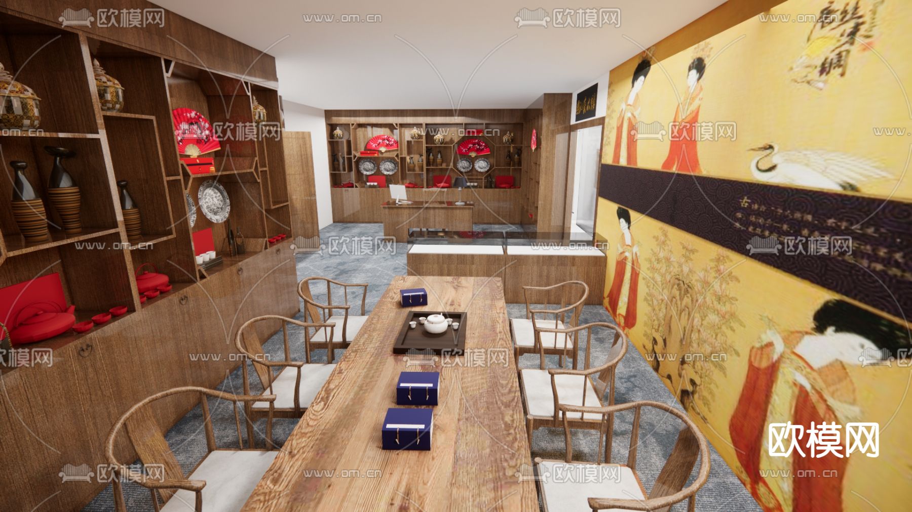 中式展馆su模型下载（渲染图3）