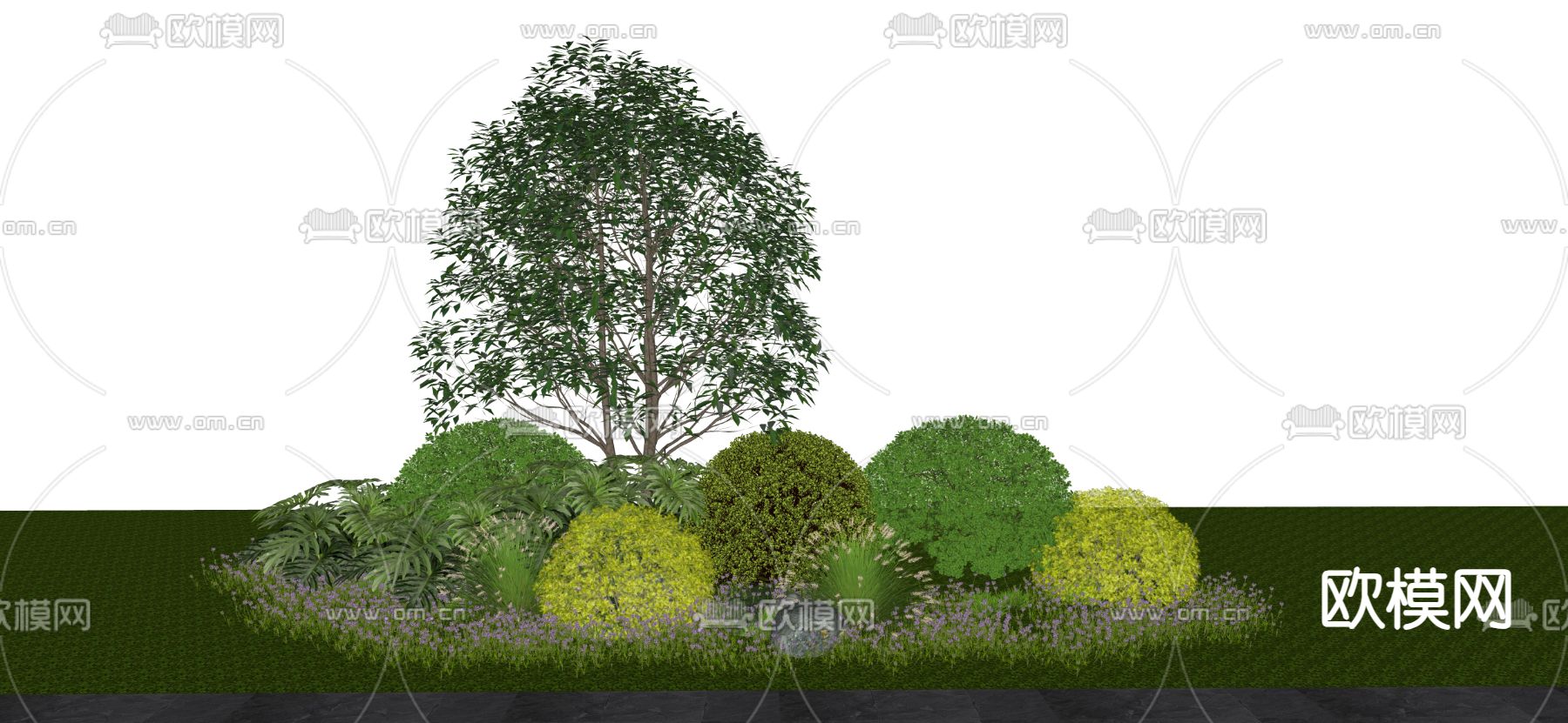 灌木球 植物堆su模型下载（渲染图3）