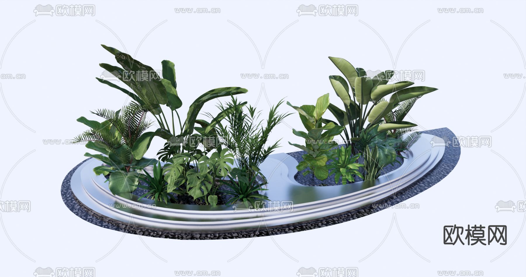 景观小品 植物堆su模型下载（渲染图1）