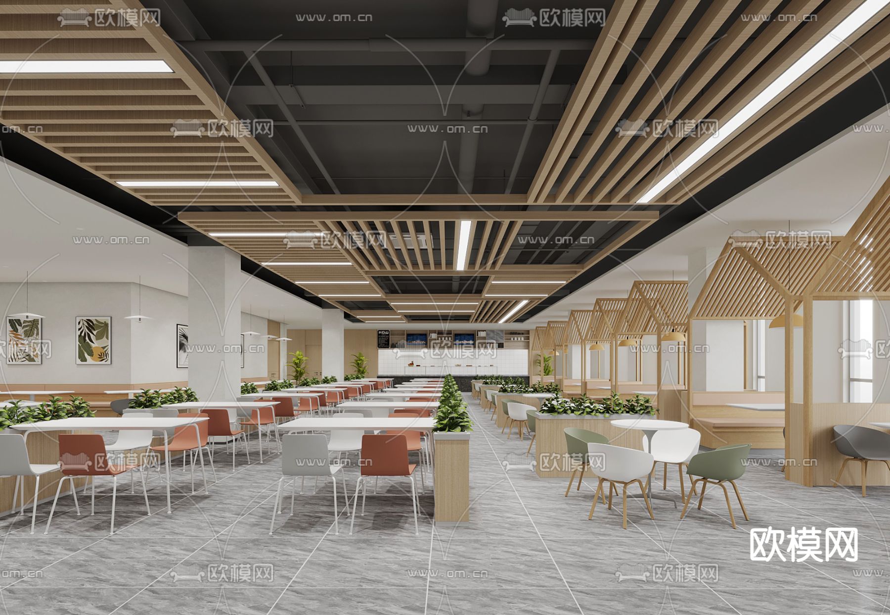 食堂 员工餐厅3d模型下载