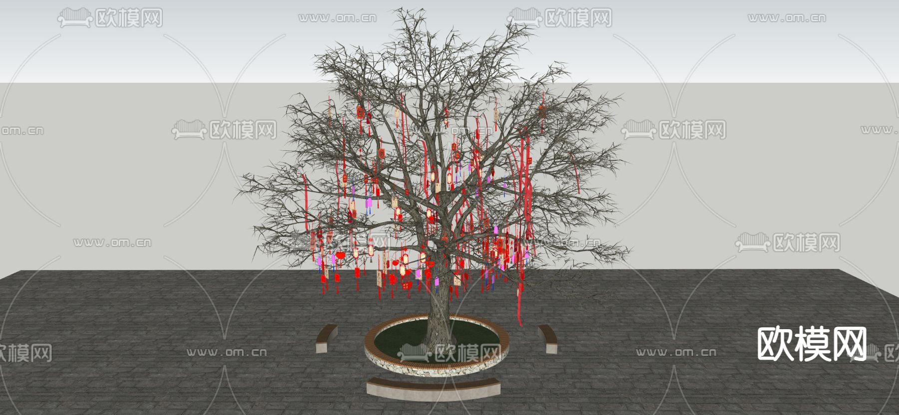 许愿树 景观树 树木 大树su模型下载（渲染图2）