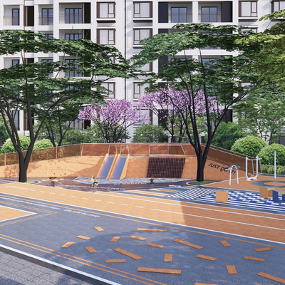  小区游乐场su模型 