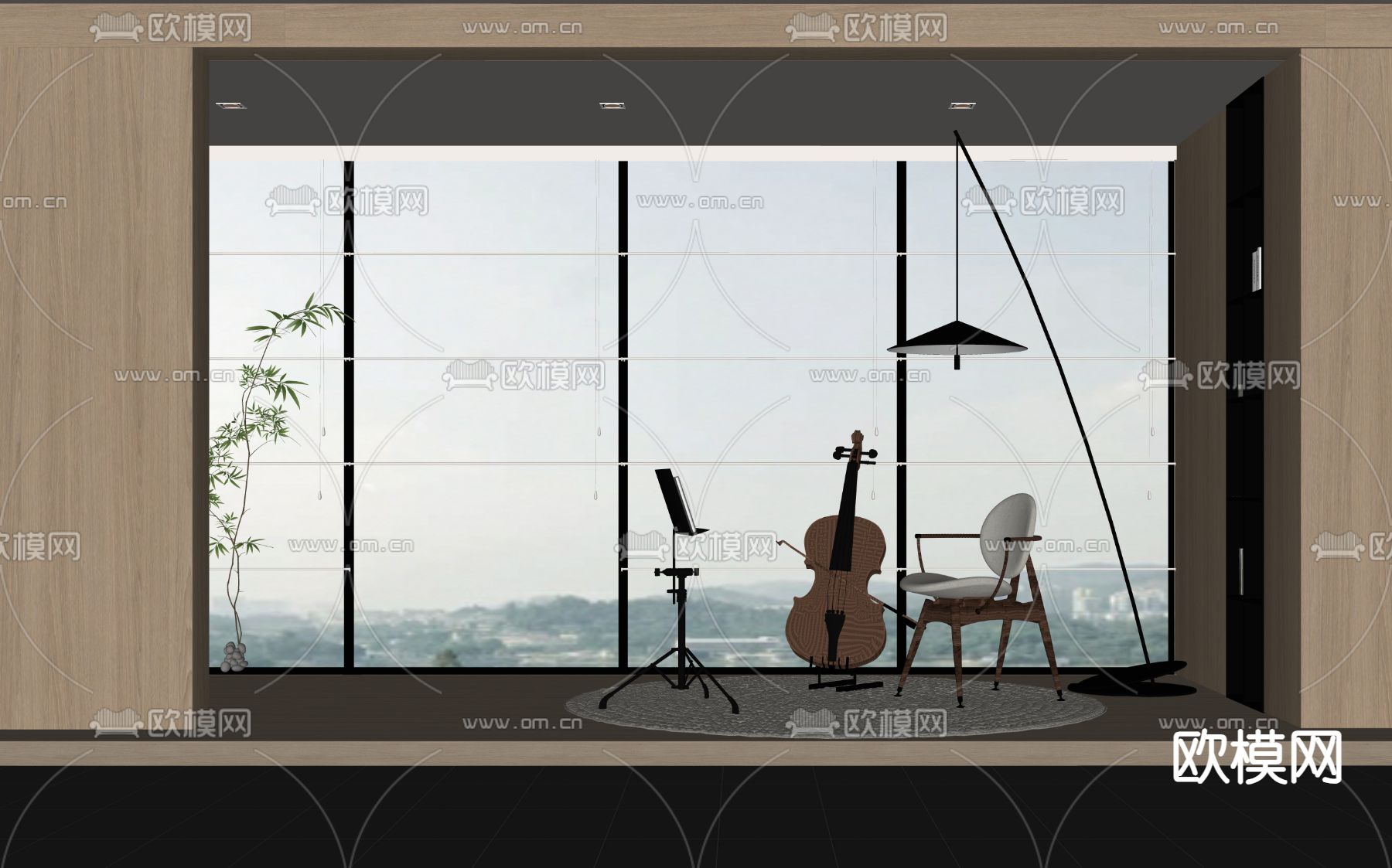 大提琴 琴谱架su模型下载（渲染图2）