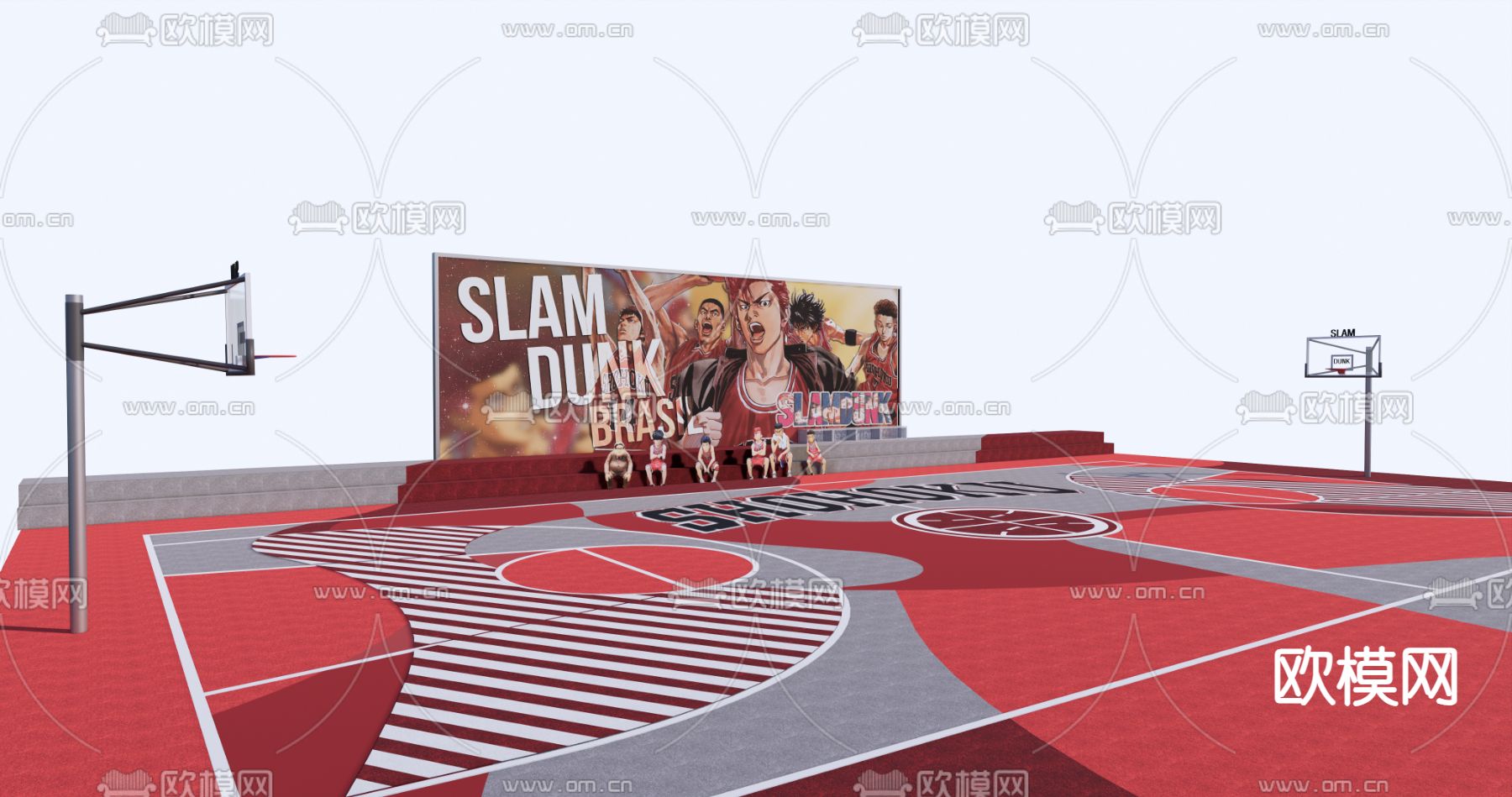 篮球场su模型下载（渲染图1）