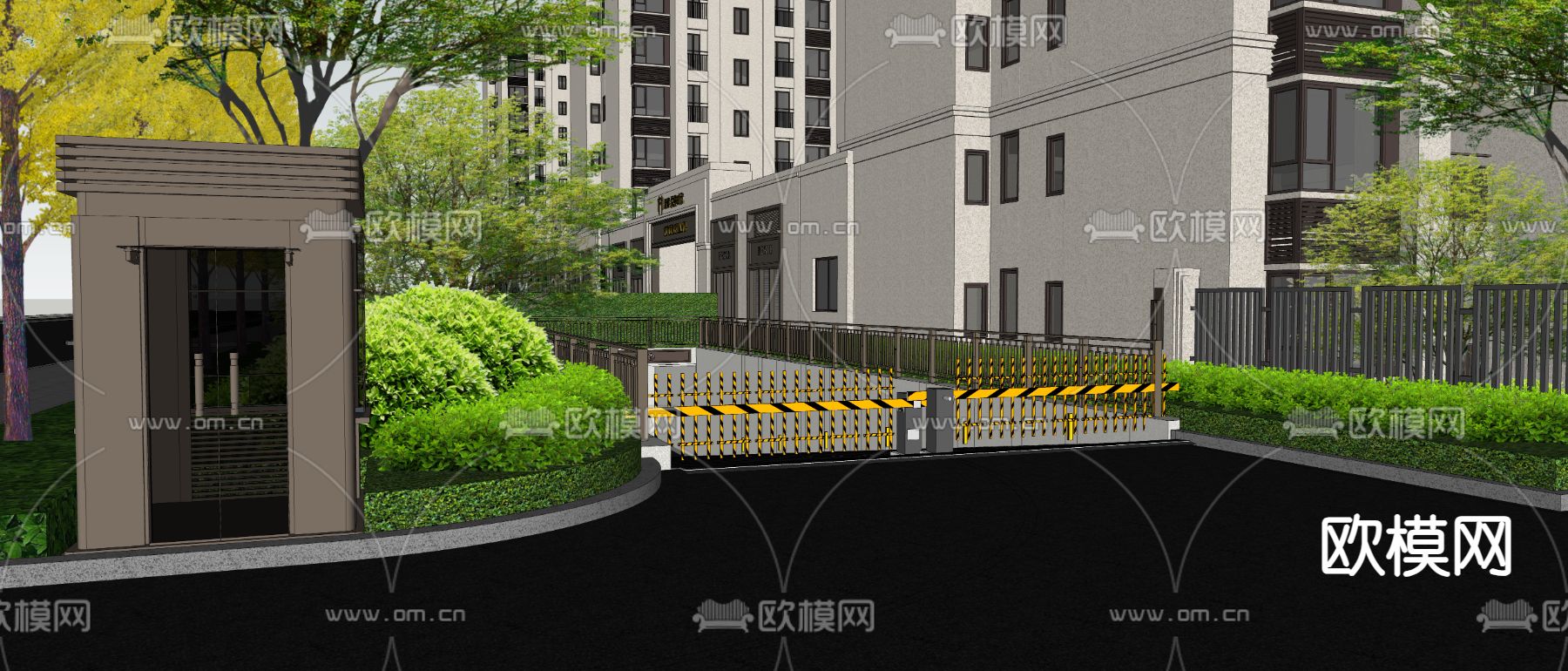 停车场入口 地库入口su模型下载（渲染图3）