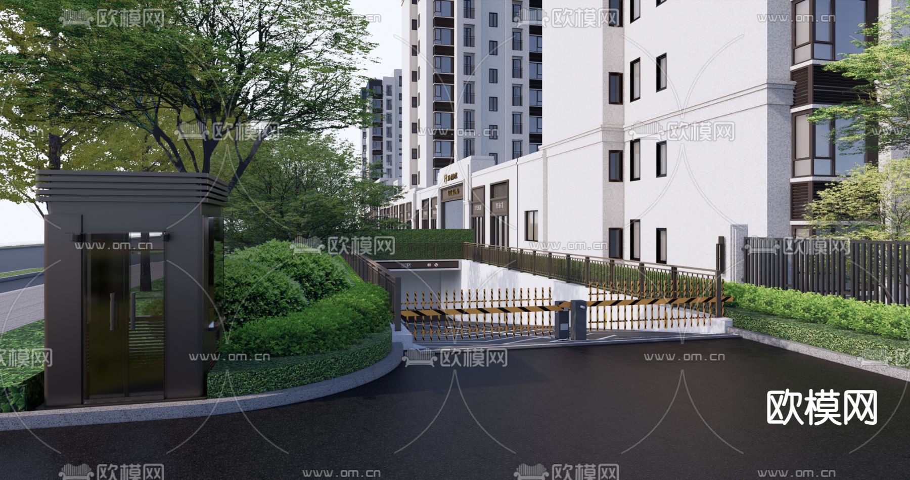 停车场入口 地库入口su模型下载（渲染图1）