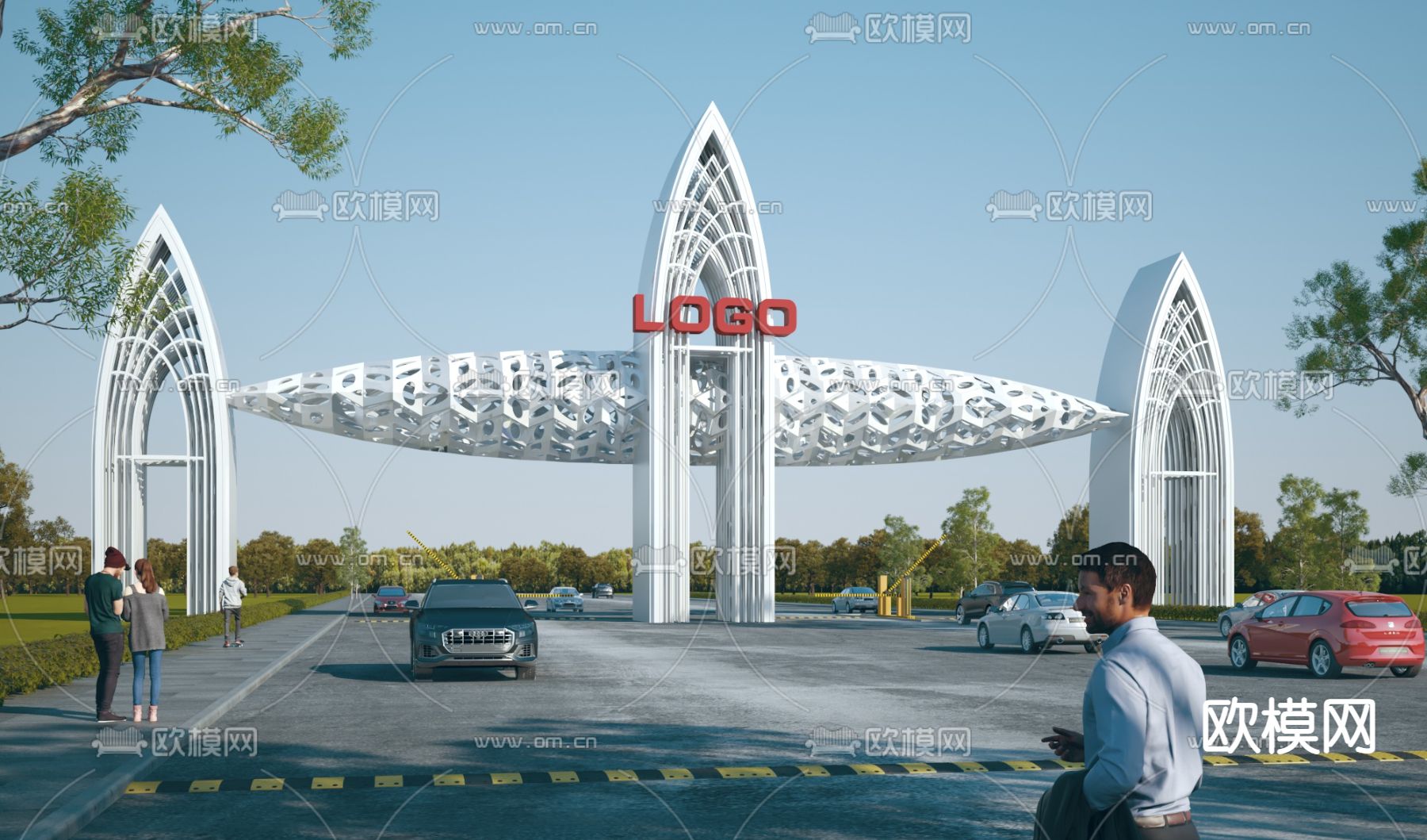 厂区大门  门卫  传达室3d模型下载