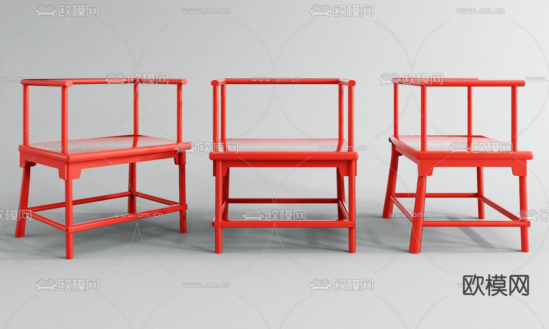 红色椅子 餐椅3d模型下载