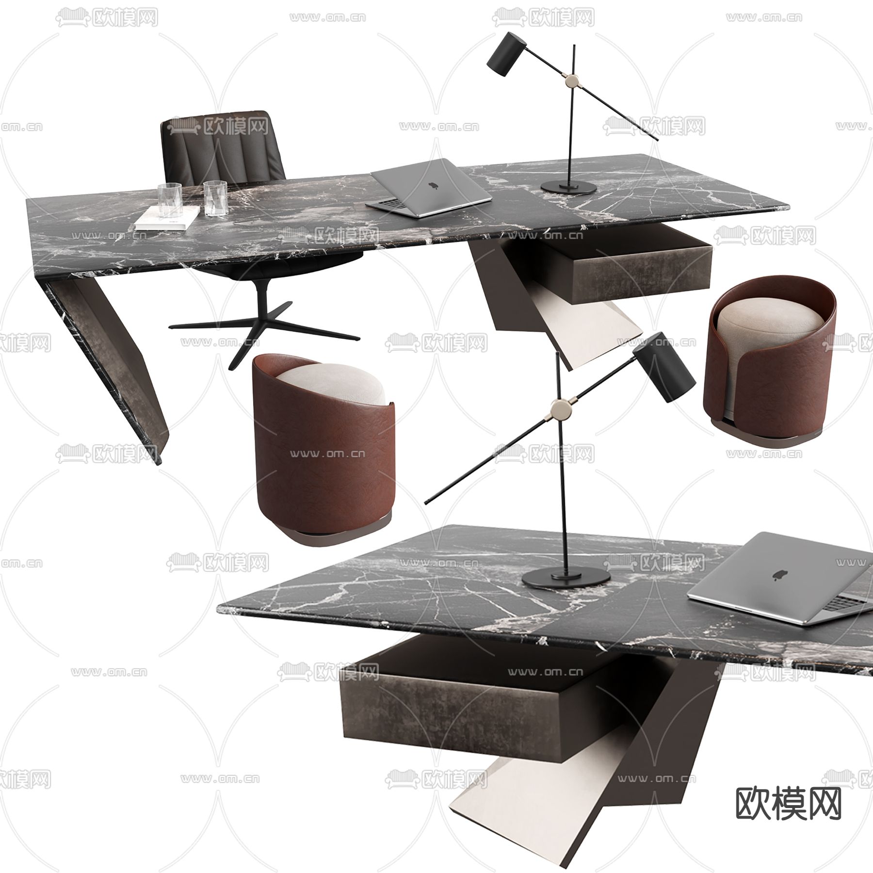 书桌 写字台3d模型下载