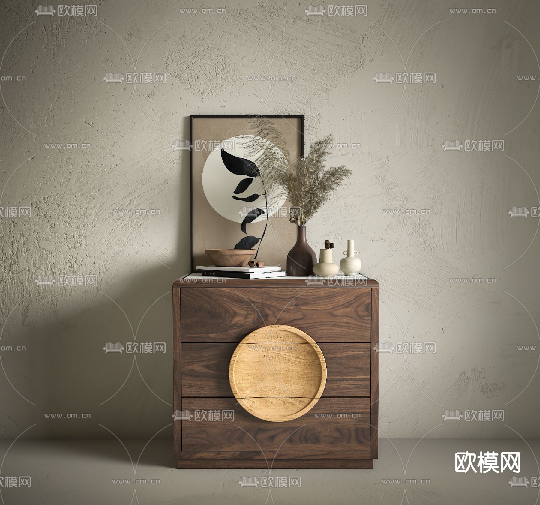 侘寂床头柜3d模型下载