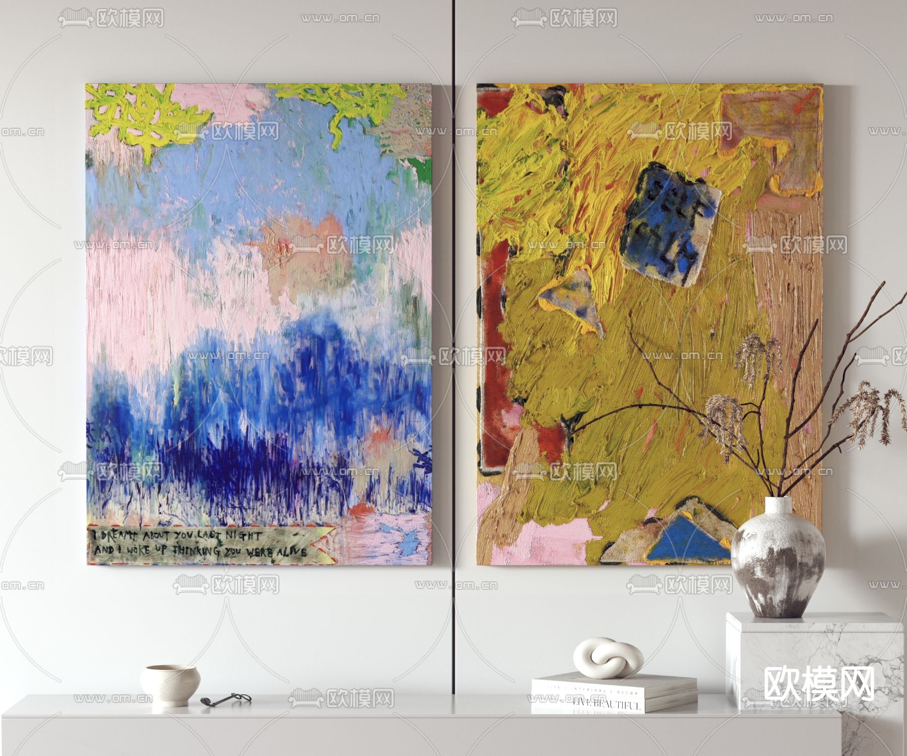 孟菲斯挂画 油画 装饰画3d模型下载