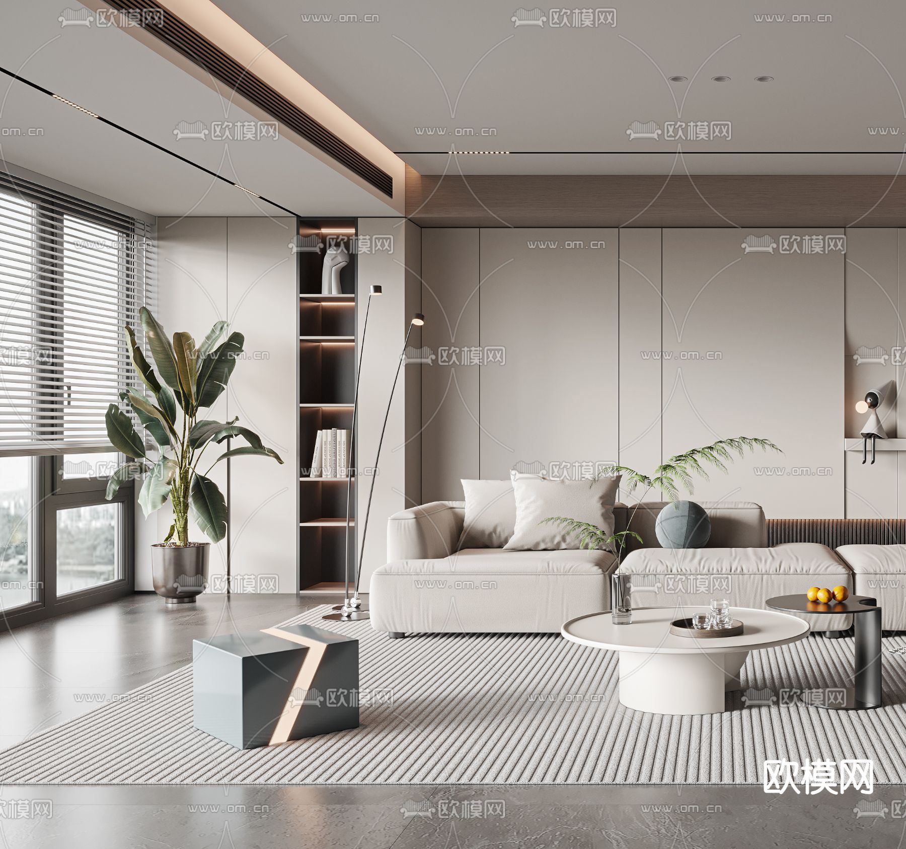 现代客厅3d模型下载（渲染图2）