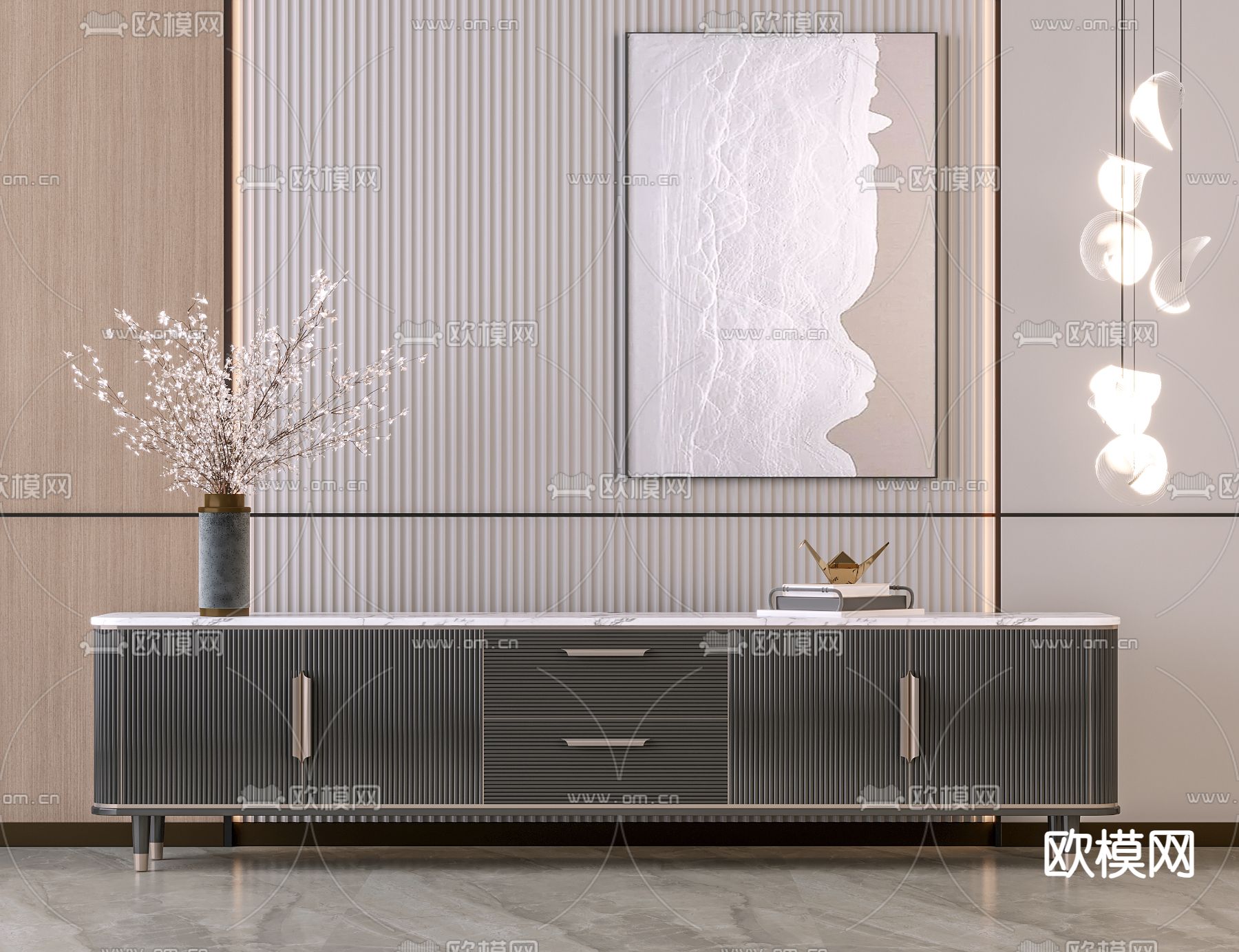 现代电视柜3d模型下载